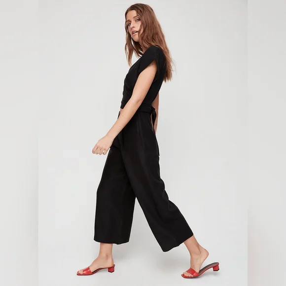 Aritzia Wilfred Brax Jumpsuit Linen Lyocell Cutout  Wide Leg Size 6 - Picture 9 of 11